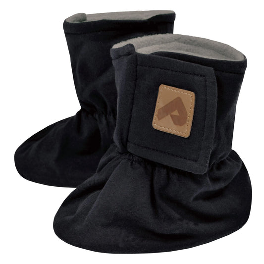 Perlimpinpin - Cotton Booties with Faux Fur Lining - Black
