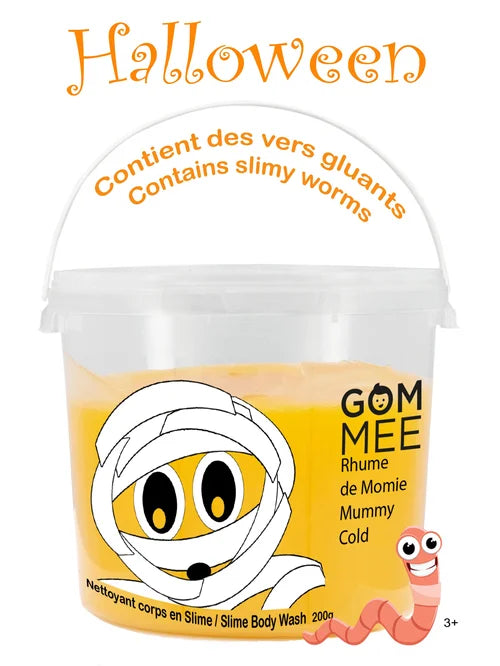 GOMMEE | HALLOWEEN Slime Bucket with Slimy Worms Mummy ORANGE