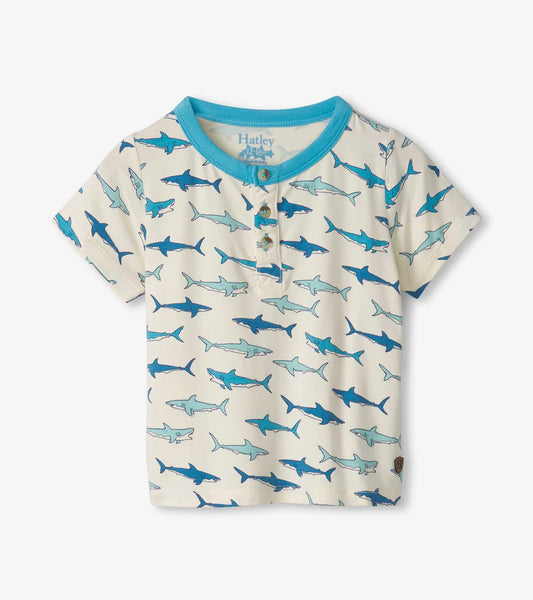 Hatley - Bamboo Henley Tee - Hungry Sharks