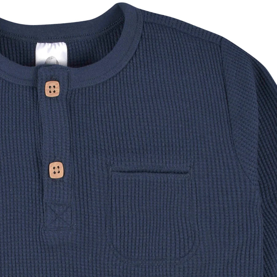 Gerber - Waffle Knit Henley - Navy