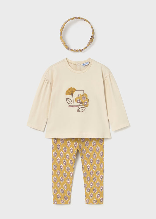 Mayoral - 2 pce Legging Set with Headband - Honey