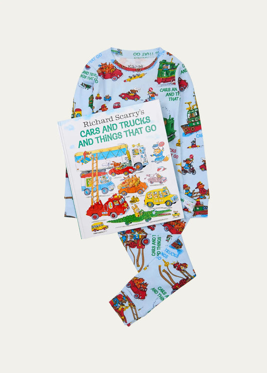 Books To Bed - Richard Scarry Cars and Trucks and Things That Go 2 pce Pajama Set with Book