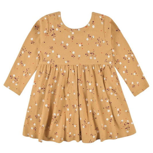 Gerber - Long Sleeve Floral Dress - Yellow