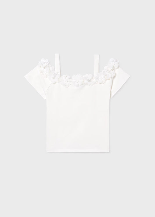 Mayoral - Flower Applique T-shirt - Natural