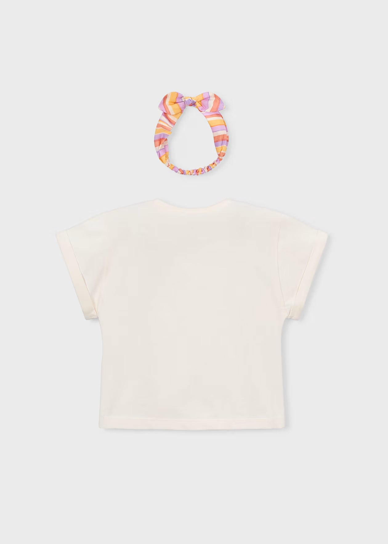 Mayoral - Graphic T-shirt with Hair Tie - Bone