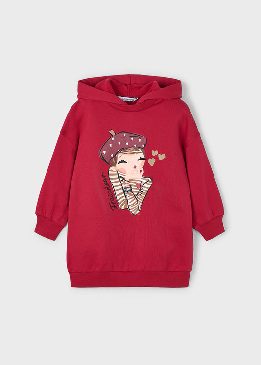Mayoral - Long Sleeve Hooded Dress - Red
