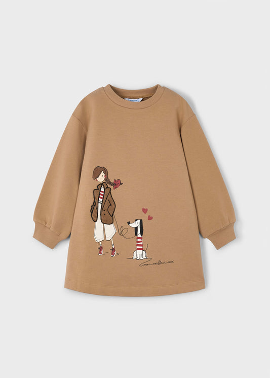 Mayoral - Long Sleeve Dress - Camel