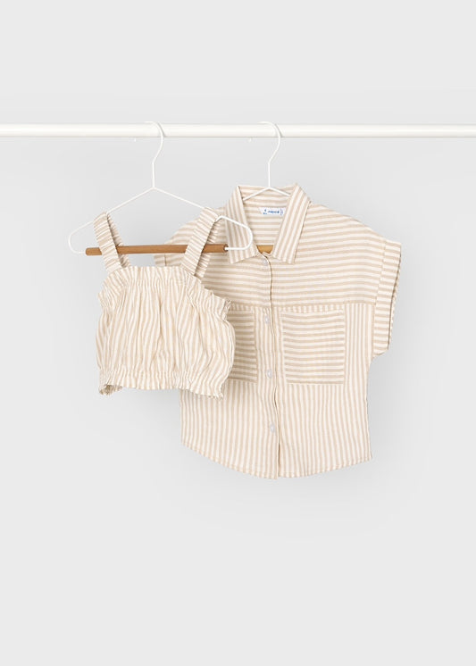 Mayoral - Striped Blouse and Top - Cinnamon