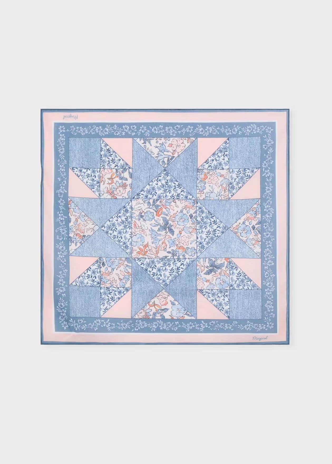 Mayoral - T-shirt with Printed Neck Scarf - Sky Bone