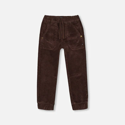 Deux Par Deux -  Stretch Corduroy Jogger Pants Chocolate/Pantalon jogger en velours côtelé extensible chocolat