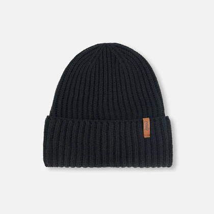 Knit Hat Black/Tuque en tricot noir