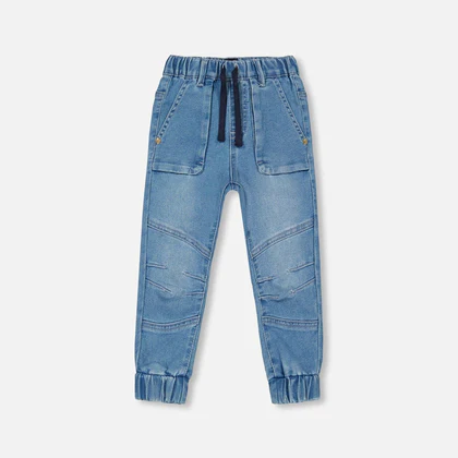 Deux par Deux -  French Terry Denim Jogger Pants Light Blue/Pantalon denim extensible coupe jogger bleu pâle