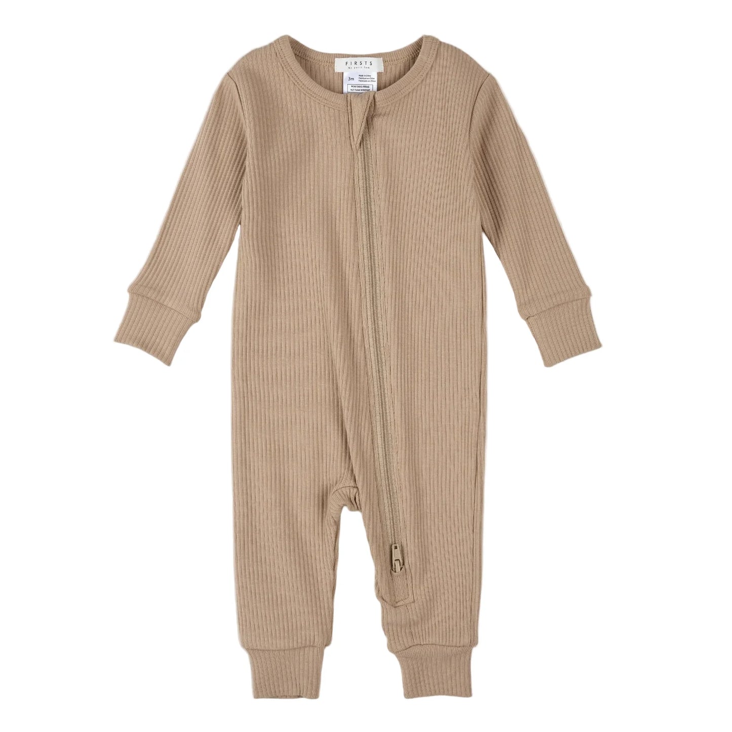 Petit Lem - Modal Ribbed Sleeper -  Light Taupe