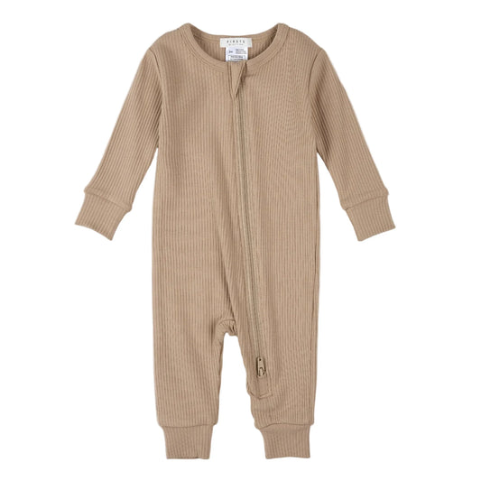 Petit Lem - Modal Ribbed Sleeper -  Light Taupe