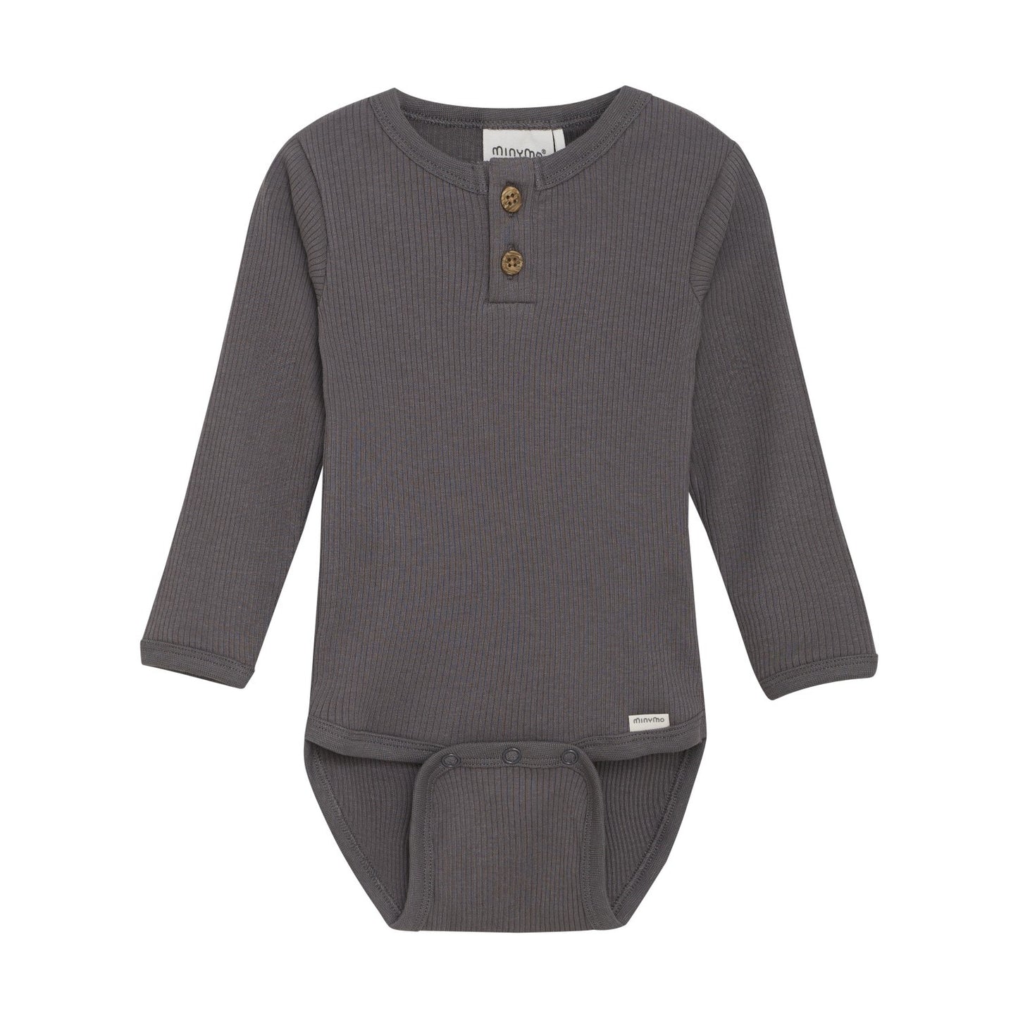 Minymo - Long Sleeve Rib Bodysuit - Dark Gull Grey