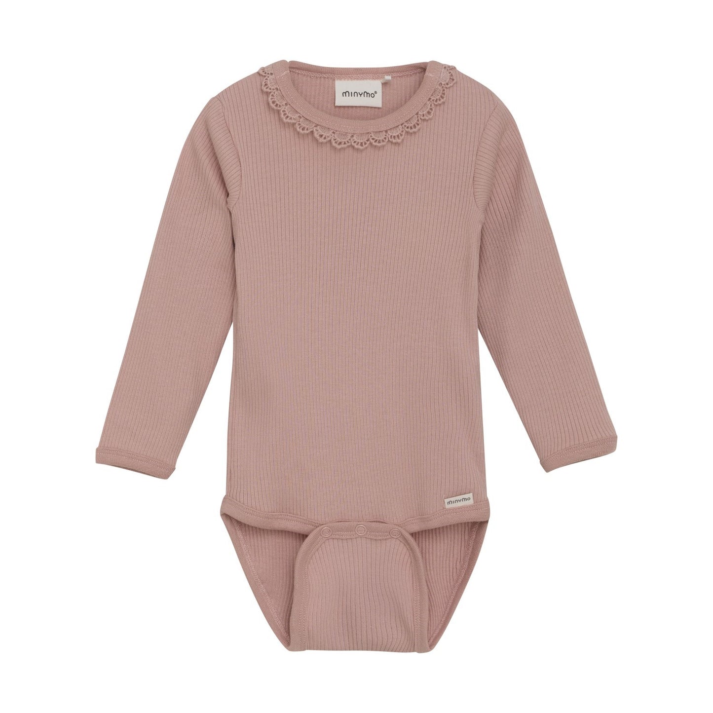 Minymo - Long Sleeve Rib Bodysuit - Misty Rose