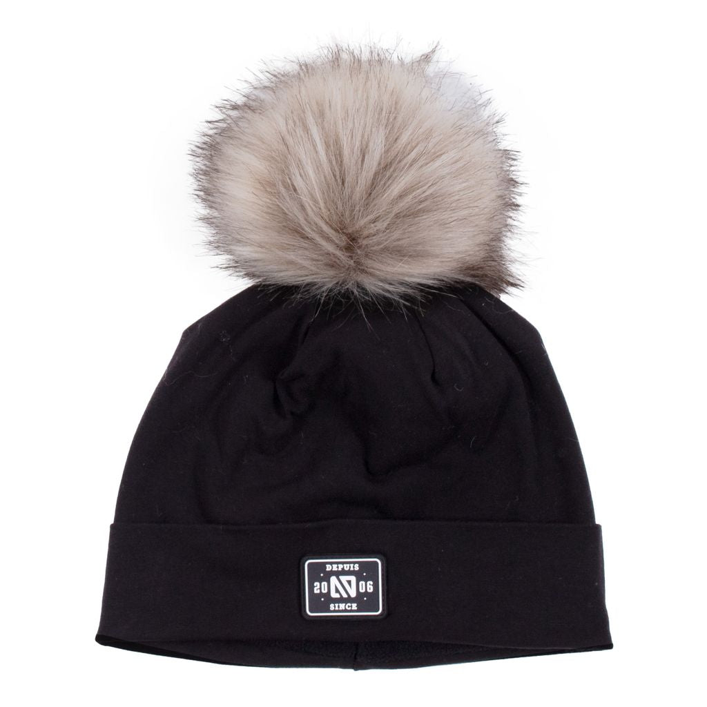 Nano -  Double Jersey Hat with Pompom - Black