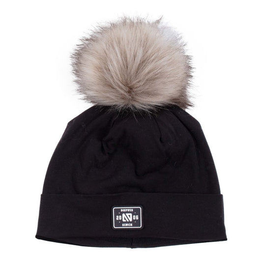 Nano -  Double Jersey Hat with Pompom - Black